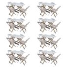 Kit 8 Conjuntos de Mesa com 4 Cadeiras de Madeira Dobravel 120x70 sem Pintura/crua