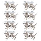 Kit 8 Conjuntos de Mesa com 4 Cadeiras de Madeira Dobravel 120x70 sem Pintura/crua