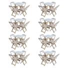 Kit 8 Conjuntos de Mesa com 4 Cadeiras de Madeira Dobravel 70x70 sem Pintura/crua