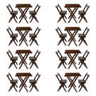 Kit 8 Conjuntos Mesa Dobrável Para Bar E Restaurante 60x60cm Com 2 Cadeiras Em Madeira Maciça Imbuia - i9