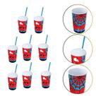 Kit 8 Copo de Plástico 550 ML Herói Homem Aranha Com Canudo
