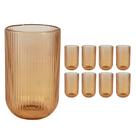 Kit 8 Copo Vidro Versalhes Ambar Canelado Long Drink 450ml