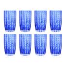 Kit 8 Copos Alto de Vidro para Água Sucos e Refrigerante Orquídea Azul 500ml Wolff