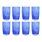 Kit 8 Copos Alto de Vidro para Água Sucos e Refrigerante Orquídea Azul 500ml Wolff