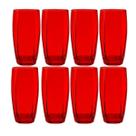 Kit 8 Copos de Vidro Vermelho Florida Mesa Chique 370ml