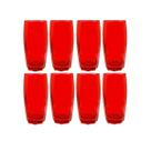 Kit 8 Copos Florida Chique Vidro Vermelho Mesa Posta 370ml