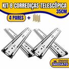Kit 8 Corrediça Telescópica Light 35cm Zincada H35 Trilha Para Gaveta Armário Gavetas 30kg 4 Pares