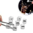 Kit 8 Cubos de Gelo Artificial de Aço Inoxidável Reutilizável de Metal com Pegador Pedras Ideal para Drinks Whisky Mantém sua Bebida Preferida Gelada