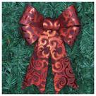 Kit 8 Enfeite árvore Natal Laço Vermelho Camurça 31 Cm