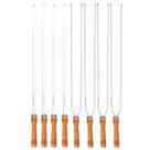 Kit 8 Espetos 70cm Preparo Churrasco Simples e Duplo Cabo Madeira Alumínio Mor