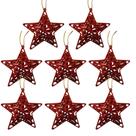 Kit 8 Estrelas Tridimensional Arabesco Vermelha Lisa Brilho 11cm - Magizi