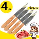 Kit 8 Facas de Cozinha Inox 30,3cm Qualidade e Estilo com Cabo de Madeira
