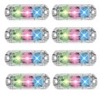 Kit 8 Faróis 3 Leds Strobo Automotivo Carro Ajk Rgb 6w