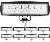 Kit 8 Farol De Milha 6 Leds Branco Frio 6000k 12v 24v Barra Linear Auxiliar Combo Universal Carro Moto Trilha Off Road