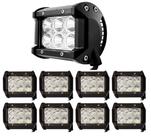 Kit 8 Farol Milha 6 Leds 18w Quadrado Off-road 6000k Branco Frio Universal Longa Distância Caminhão SUV Moto Trilha Kit 8 Farol Milha 6 Leds 18w Quadrado Off-road 6000k Branco Frio Universal Longa Distância Caminhão SUV Moto Trilha