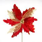 Kit 8 Flores Decoração Natal Artificial Brilho Vermelha 29cm