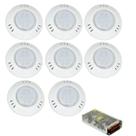 Kit 8 Hiper Led 9W Azul Abs Piscina E Fonte 10A