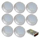 Kit 8 Hiper LED Piscina 9W Branco Policarbonato Alvenaria
