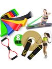 Kit 8 Itens Elásticos Treino Thera Band Corda De Pular Faixa