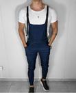 KIT 8 Jardineira Tipo Jeans + Camiseta Longline Branca