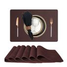kit 8 jogos americano de couro fácil limpeza + porta copo