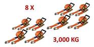 Kit 8 Jogos Catraca Cinta De Amarração Carga 3000kg 9 Metros
