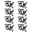 Kit 8 Jogos de Mesa Bistrô de Madeira com 2 Cadeiras Dobravel Ideal para Bar e Restaurante Preto
