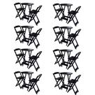 Kit 8 Jogos de Mesa Bistrô de Madeira com 2 Cadeiras Dobravel Ideal para Bar e Restaurante Preto