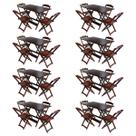 Kit 8 Jogos de Mesa com 4 Cadeiras de Madeira Dobravel 120x70 Ideal para Bar e Restaurante - Imbuia