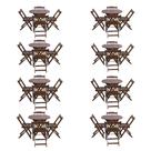 Kit 8 Jogos de Mesa Dobravel com 4 Cadeiras Tampo Redondo 70x70 Imbuia