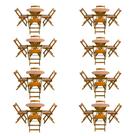 Kit 8 Jogos de Mesa Dobravel com 4 Cadeiras Tampo Redondo 70x70 Mel