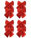 Kit 8 Laços Veludo Vinho Decorados Bolinhas Prata Natal 12x13cm - Magizi