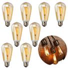 Kit 8 Lâmpada Filamento Led Retrô ST64 4w Bivolt Vintage 2400K Amarelo Âmbar Edison Base E27
