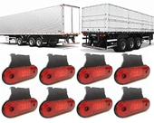 Kit 8 Lanterna Vermelha Led 12/24v Lateral Báu Carroceria Carreta KLX
