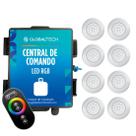 Kit 8 LED Piscina ABS RGB 18W + Central + Controle Touch