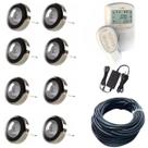 Kit 8 Led Refletor Piscina Rgb 6w Cabo 20m Tholz