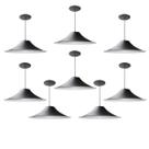 Kit 8 Luminária Pendente Chapéu Chinês Com Interior Branco Brilho Com Fiação 110/220v