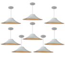 Kit 8 Luminária Pendente Chapéu Chinês Com Interior Cobre Com Fiação 110/220v