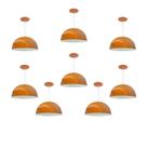 Kit 8 Luminária Pendente Meia Lua 24cm Com Interior Branco Brilho Fiação 110/220v