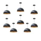 Kit 8 Luminária Pendente Meia Lua 24cm Com Interior Cobre Fiação 110/220v