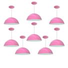 Kit 8 Luminária Pendente Meia Lua 34cm Com Interior Branco Brilho Com Fiação 110/220v