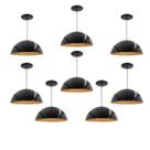 Kit 8 Luminária Pendente Meia Lua 34cm Com Interior Cobre Com Fiação 110/220v