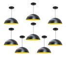 Kit 8 Luminária Pendente Meia Lua 50cm Interior Amarelo Com Fiação 110/220v