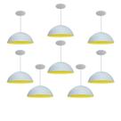 Kit 8 Luminária Pendente Meia Lua 50cm Interior Amarelo Com Fiação 110/220v