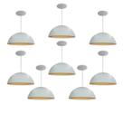 Kit 8 Luminária Pendente Meia Lua 50cm Interior Cobre Com Fiação 110/220v