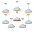 Kit 8 Luminária Pendente Meia Lua 50cm Interior Laranja Com Fiação 110/220v Kit 8 Luminária Pendente Meia Lua 50cm Interior Laranja Com Fiação 110/220v