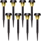Kit 8 Luminárias Solar Jardim Led Amarela Balizador Automática Prova De Água Sem Fio
