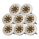 Kit 8 Luminárias Spot Solar Cromado ZON 3000K Automática para Decoração de Jardim em LED