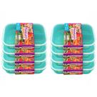 Kit 8 Marmitas Plástica Hermética Com Trava E Divisória 1L