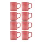 kit 8 Mini Canecas Chá 80mL Xícaras Rosa Café Expresso